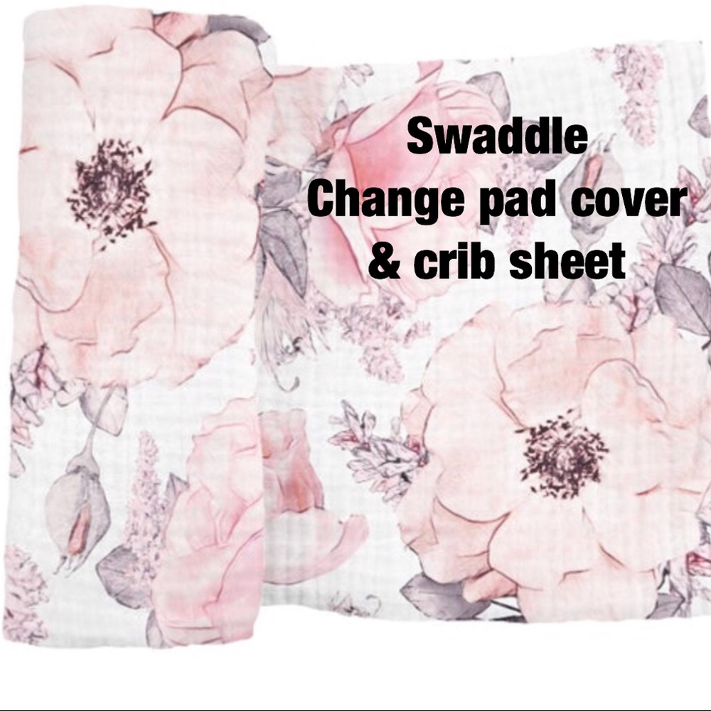 Brand new- swaddle, crib sheet, change pad cover
